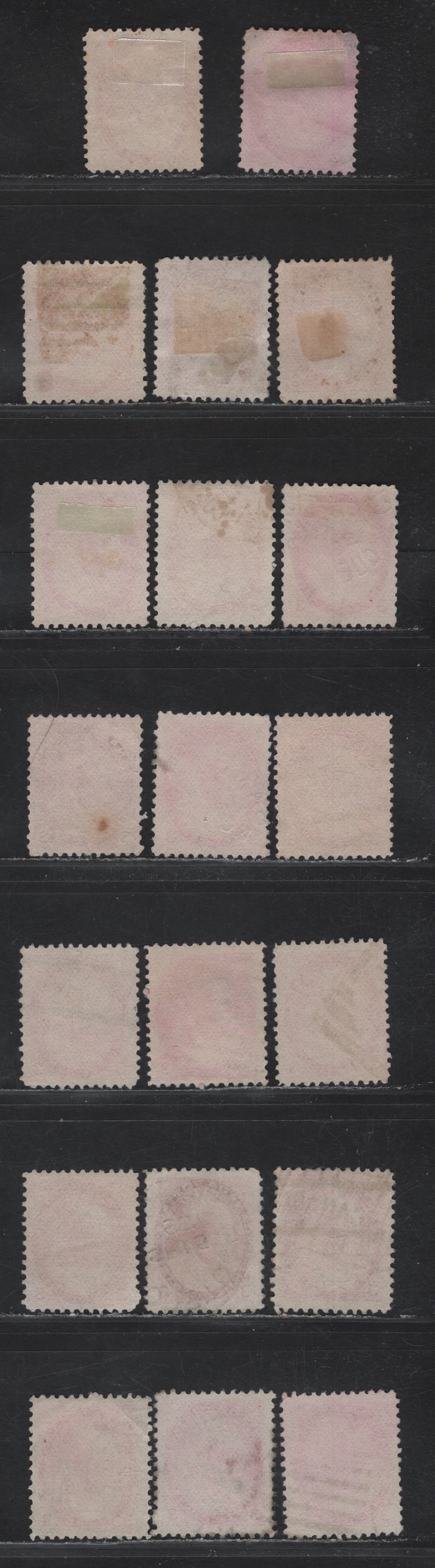 Lot 151 (C) Canada #78 3c Carmine Shades, 1898-1902 Queen Victoria Numeral Issue, 20 VF Used Singles On Different Papers, As Described Into My Detailed Table. See What you Can Make Of Them. Various Perfs