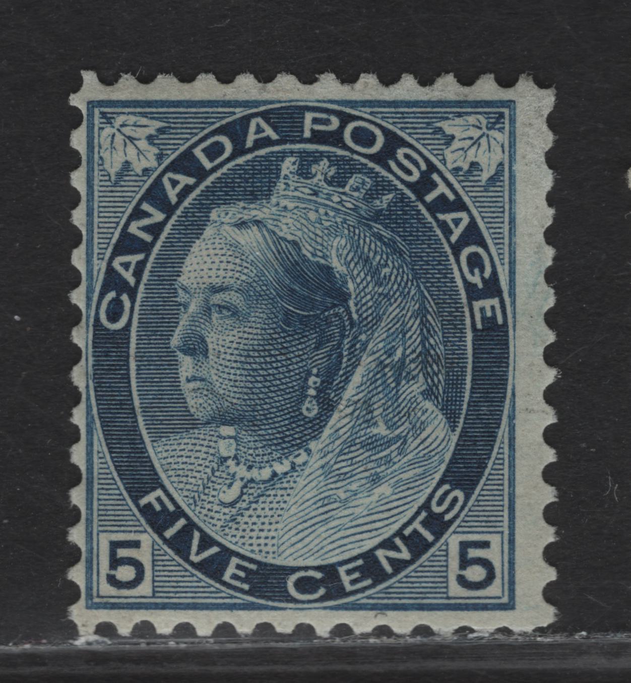 Lot 155 (C) Canada #79b 5c Deep Indigo Blue, 1898-1902 Queen Victoria Numeral Issue, A FOG Single On Paper ABN-FF, Perf 11.9x12