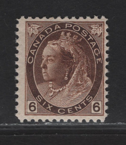 Lot 158 (C) Canada #80 6c Deep Yellowish, 1898-1902 Queen Victoria Numeral Issue, A VGNH Single On Paper ABN-RR, Perf 12x11.95