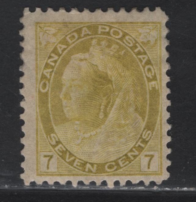 Lot 160 (C) Canada #81 7c Greenish Yellow, 1898-1902 Queen Victoria Numeral Issue, A FOG Single On Paper ABN-AA, Perf 11.9x12