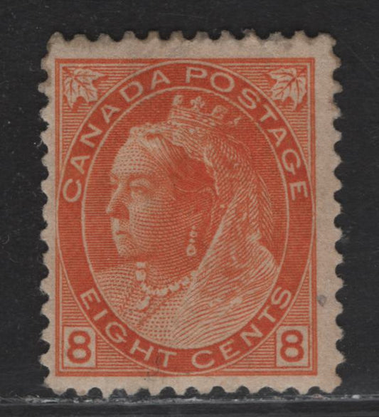 Lot 163 (C) Canada #82 8c Orange, 1898-1902 Queen Victoria Numeral Issue, A FOG Single On Paper ABN-II, Perf 12x11.9