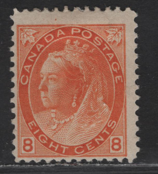 Lot 164 (C) Canada #82 8c Orange, 1898-1902 Queen Victoria Numeral Issue, A FOG Single On Paper ABN-II, Perf 12x11.9. Showing Dot In Top Margin Above 'A' Of (C) Canada