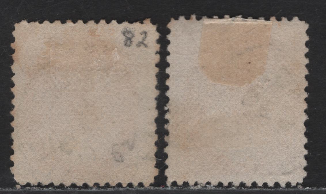 Lot 165 (C) Canada #82 8c, 1898-1902 Queen Victoria Numeral Issue, 2 Fine Used Singles Dull Orange On Paper ABN-II And Pale Dull Orange On Paper ABN-JJ. Perfs 11.9x11.8 And 12
