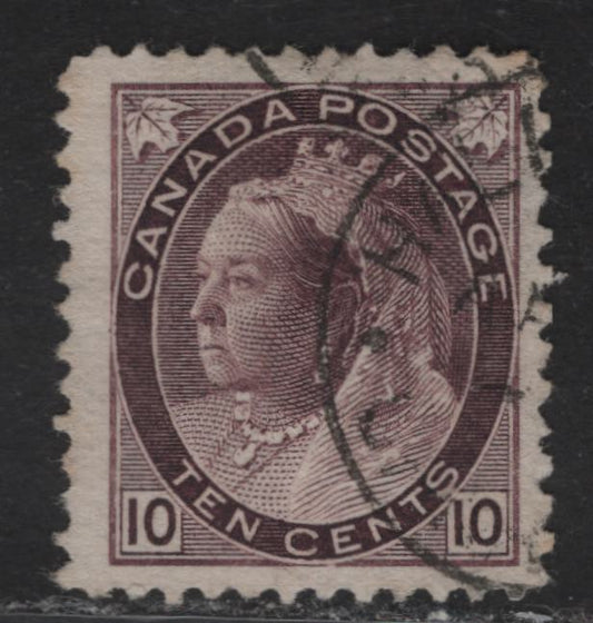 Lot 169 (C) Canada #83 10c Brown Purple Queen Victoria, 1898-1902 Numeral Issue, A Fine Used Single, Paper ABN-CC, Perf 12x11.9