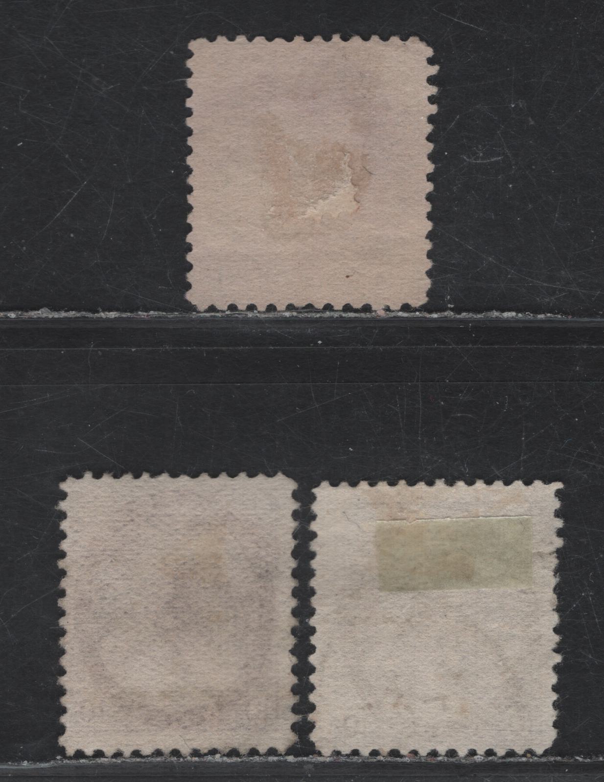 Lot 170 (C) Canada #83, 83i, 83xx 10c Dull Brown Violet - Deep Brown Purple Queen Victoria, 1898-1902 Numeral Issue, 3 Fine Used Singles, Papers ABN-RR & ABN-CC, Perfs 11.9x12, 12x11.9 & 12.9, Including One With Precancel.