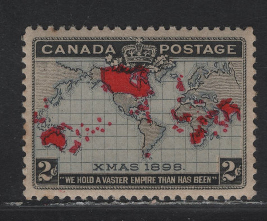 Lot 177 (C) Canada #85 2c Deep Lavender, Aniline Red & Black Mercator's Projection, 1898 Imperial Penny Postage Issue, A VFNH Single, Paper ABN-UU, Perf 12, Very Minor Toning On Gum.