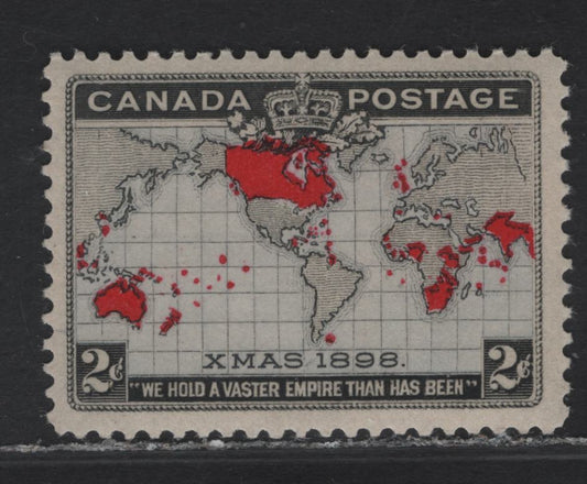 Lot 178 (C) Canada #85 2c Black, Deep Aniline Red & Lavender Mercator's Projection, 1898 Imperial Penny Postage Issue, A VFNH Single, Perf 11.9