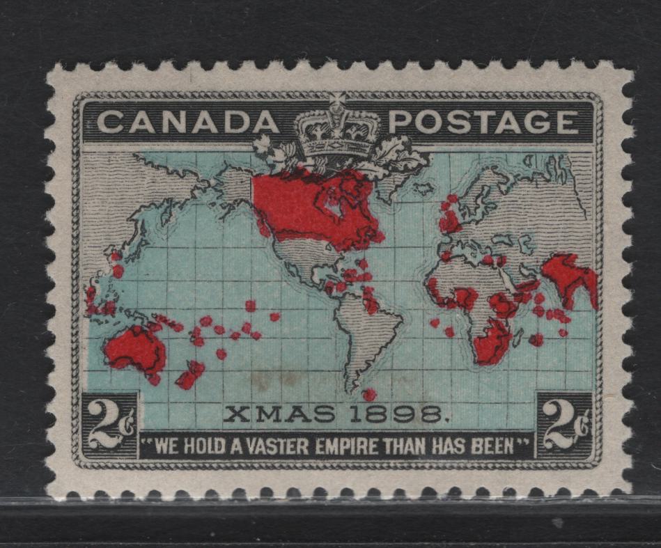 Lot 181 (C) Canada #86 2c Greenish Blue, Black & Deep Aniline Red Mercator's Projection, 1898 Imperial Penny Postage Issue, A VFOG Single, Paper ABN-X, Perf 12