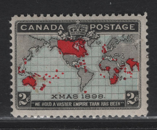 Lot 182 (C) Canada #86 2c Ligjht Greenish Blue, Aniline Red & Black Mercator's Projection, 1898 Imperial Penny Postage Issue, A FNH Single, Paper ABN-X, Perf 12