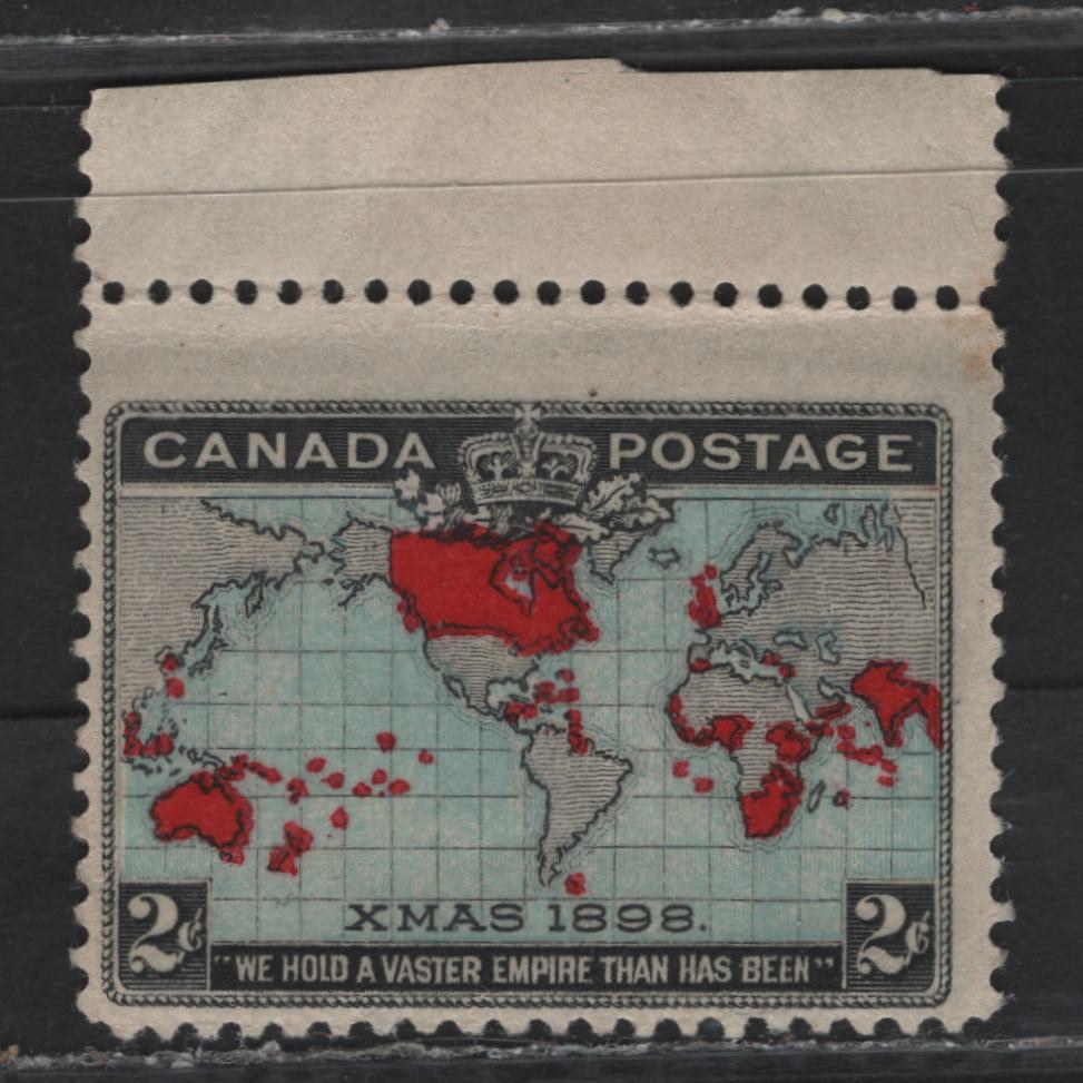 Lot 184 (C) Canada #86 2c Greenish Blue, Deep Aniline Red & Black Mercator's Projection, 1898 Imperial Penny Postage Issue, A VGOG Single, Paper ABN-X, Perf 11.9x11.9, Small Tear AT LL.