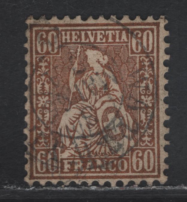 Lot 19 Switzerland SC#48 60c Bronze Seated Helvetia, 1862-1864 Seated Helvetia Issue, A Very Fine Used Single