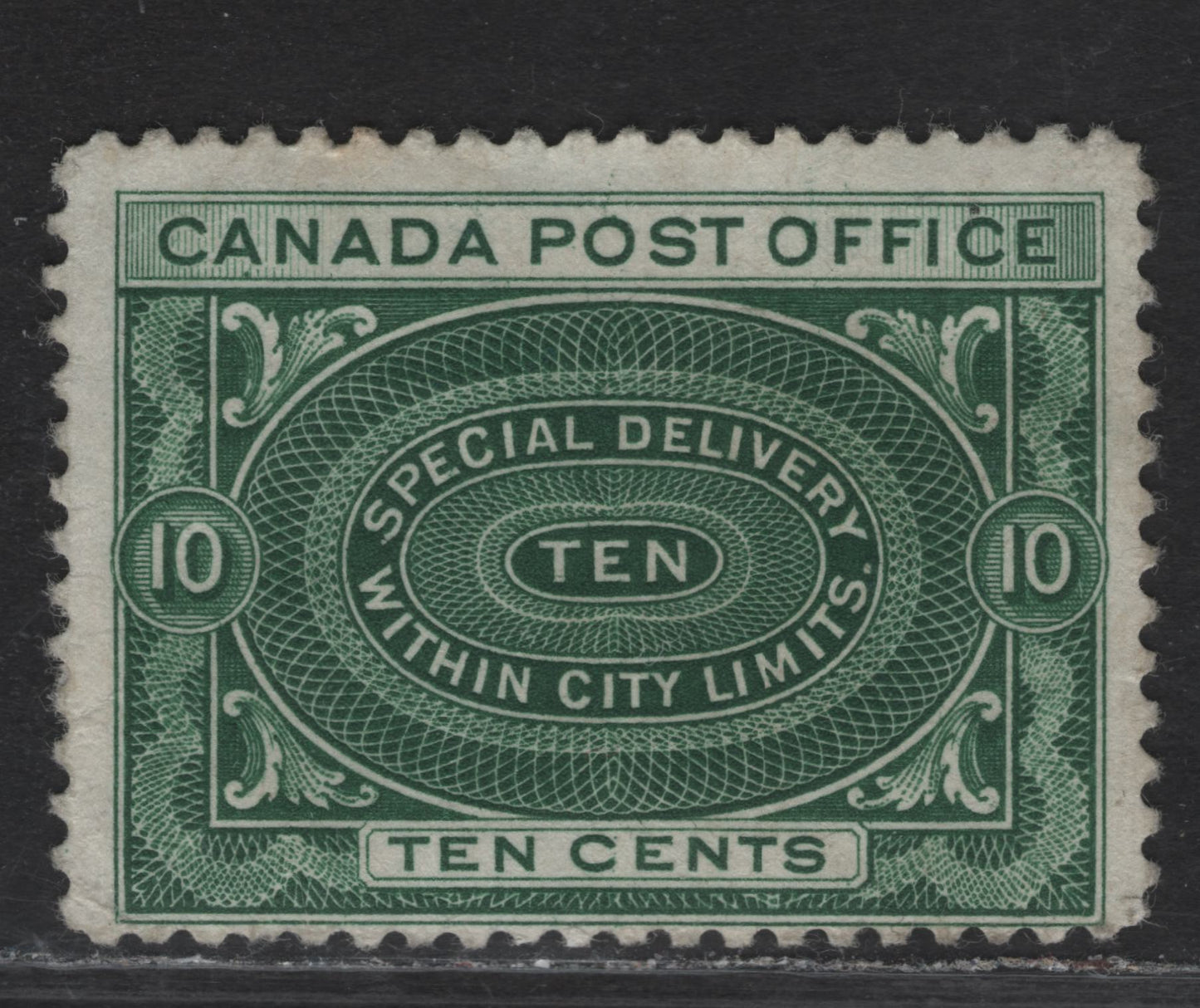 Lot 211 (C) Canada #E1a 10c Deep Green Special Delivery, 1898 Special Delivery Issue, A FOG Single, Paper ABN-K, Some Adhesion On Gum, Perf 11.9.