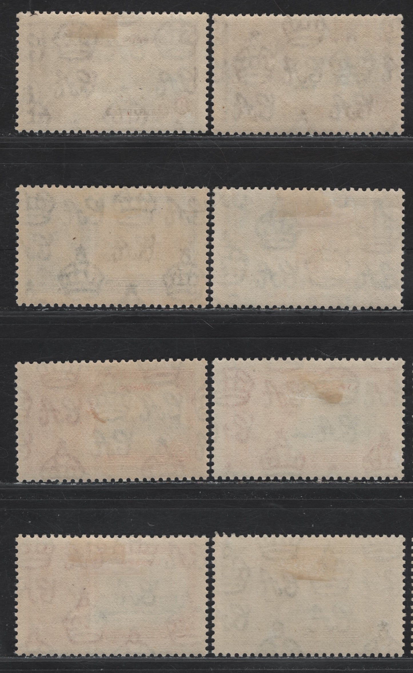 Lot 240 Ceylon SG#144-147 3/4pi - 9pi Ultramarine & Gray - Slate & Plum KGV & Windsor Castle, 1935 Silver Jubilee Issue, 8 VFOG Singles, Both Frame & Vignette Shades Of All Values Except The 3/4pi