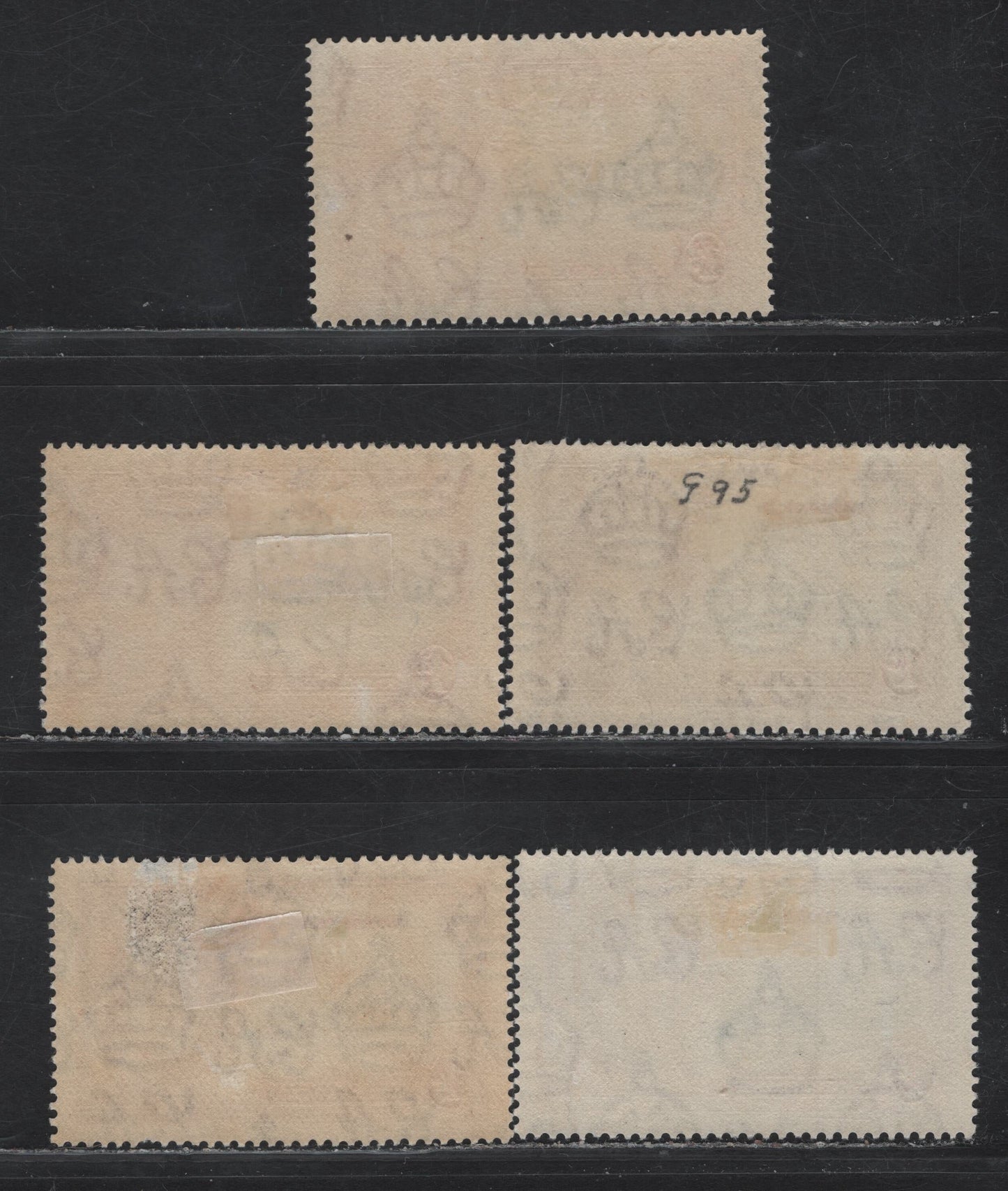 Lot 246 Dominica SG#92, 95 1d & 1/- Deep Blue & Carmine/Red - Slate & Bright Purple KGV & Windsor Castle, 1935 Silver Jubilee Issue, 5 VFOG Singles, Two & 3 Shades of the Frame & Vignette Plates