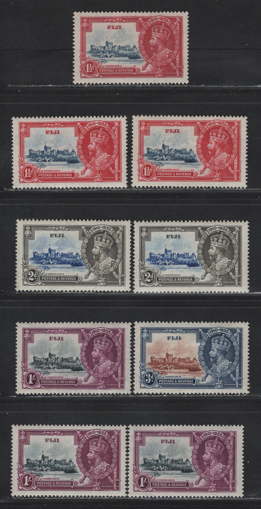 Lot 261 Fiji SG#242-245 1d - 1/- Deep Dull Blue & Carmine - Slate & Purple KGV & Windsor Castle, 1935 Silver Jubilee Issue, 4 VFOG Singles