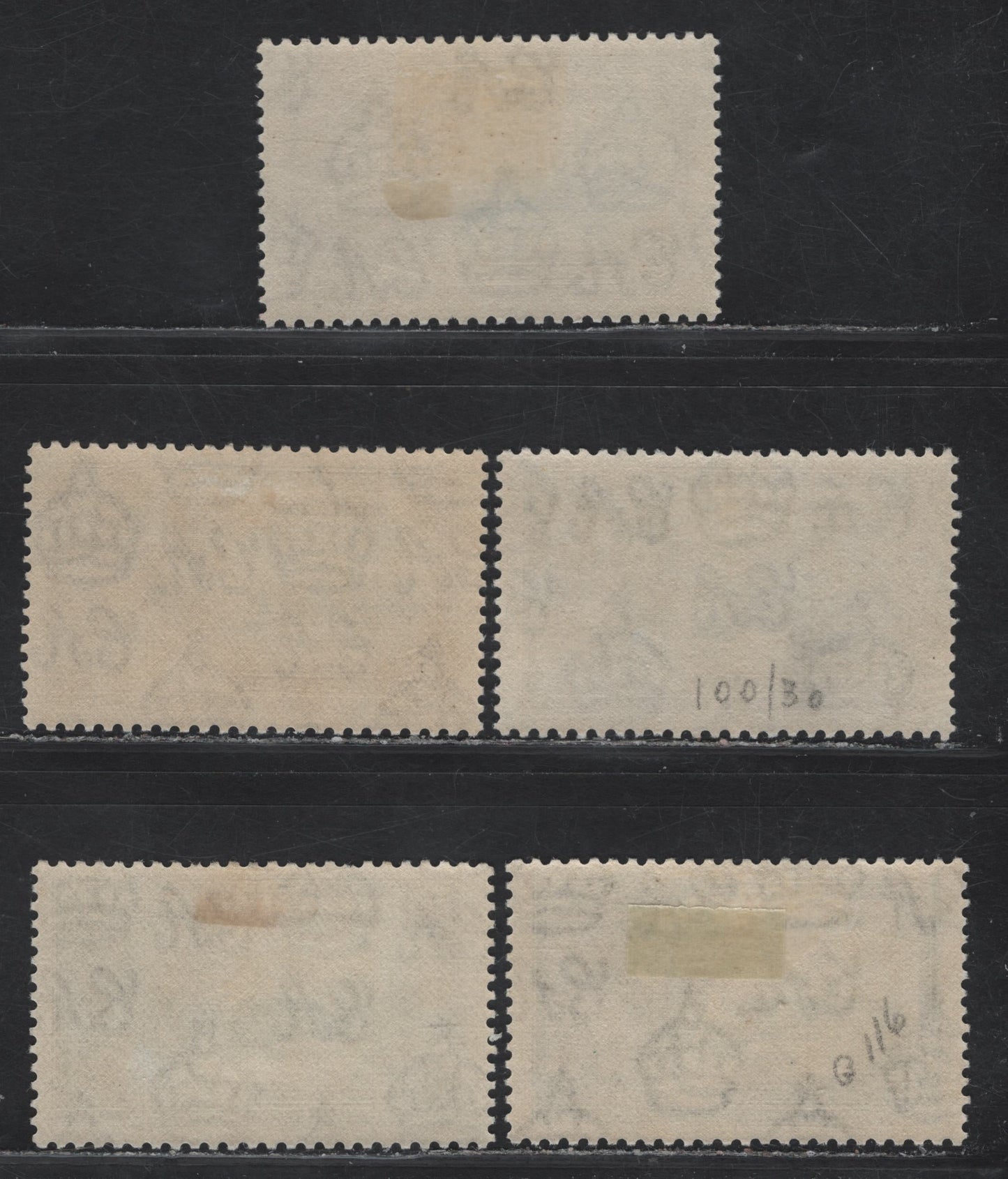 Lot 281 Gibraltar SG#114, 116 2d - 6d Ultramarine & Gray - Green & Indigo KGV & Windsor Castle, 1935 Silver Jubilee Issue, 5 F/VFOG Singles, Shade Lot Shoing Differences In Both Frame & Vignette Plates