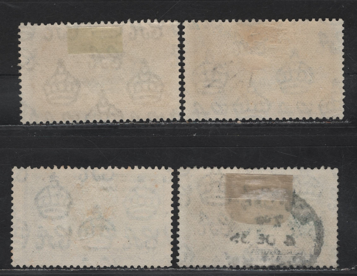 Lot 283 Gibraltar SG#114, 116 2d - 6d Ultramarine & Gray - Green & Indigo KGV & Windsor Castle, 1935 Silver Jubilee Issue, 4 Very Fine Used Singles, Shade Group Showing Different Frame & Vignette Shades