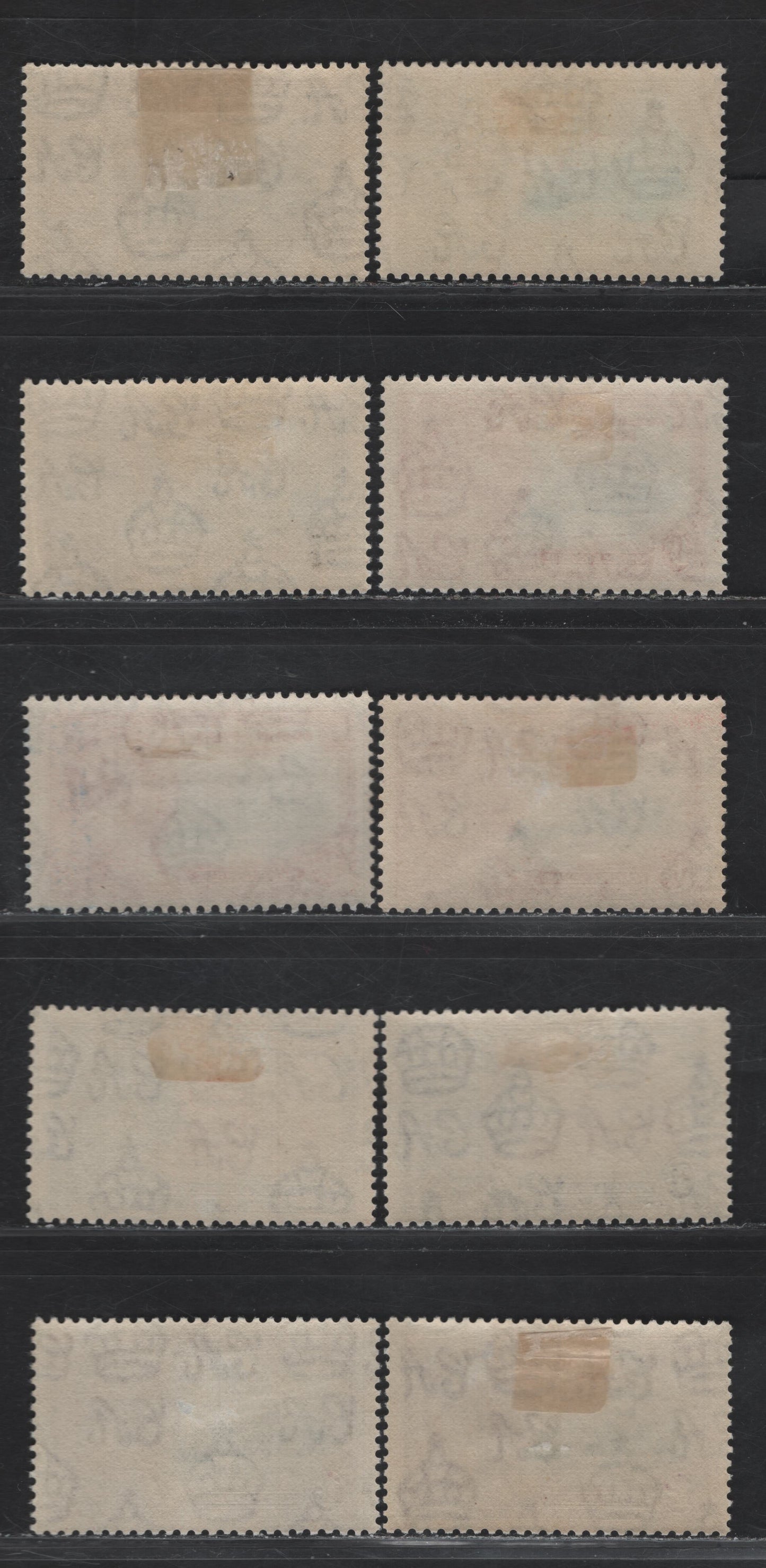 Lot 299 Gilbert & Ellis Islands SG#36-39 1d - 1/- Ultramarine & Gray - Slate & Rose Purple KGV & Windsor Castle, 1935 Silver Jubilee Issue, 10 VFOG Singles, Shade Grouping Showing Different Combinations of Frame & Vignette Plate Shades