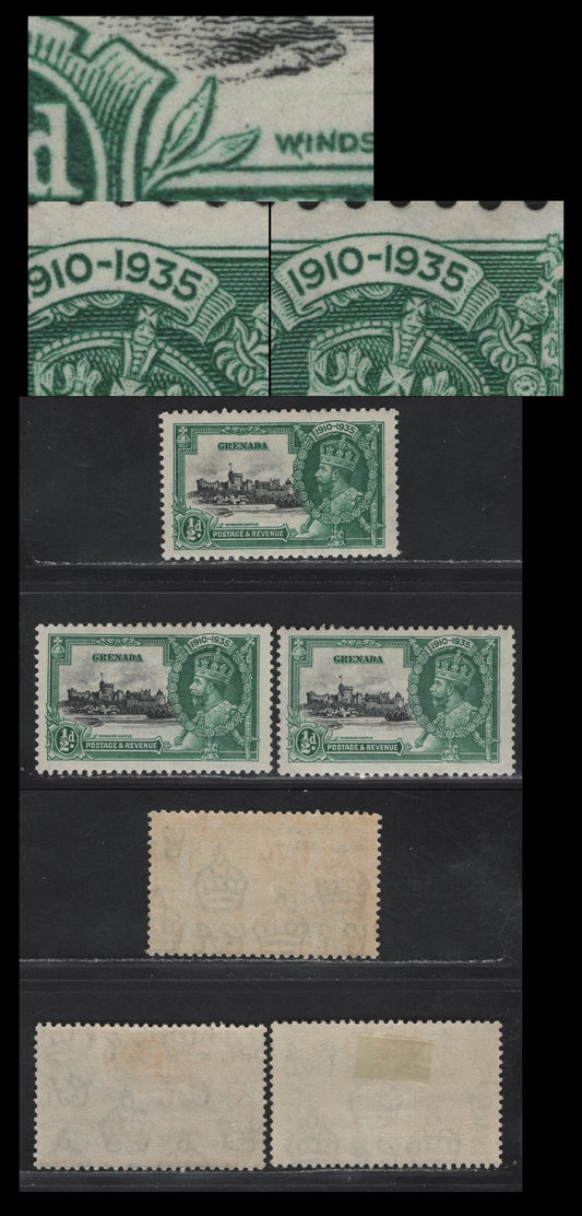 Lot 330 Grenada SG#145var 1/2d Black & Myrtle Green KGV & Windsor Castle, 1935 Silver Jubilee Issue, A VFOG Single, Showing Spurs On '5' of 1935 & 'W' of 'Windsor'
