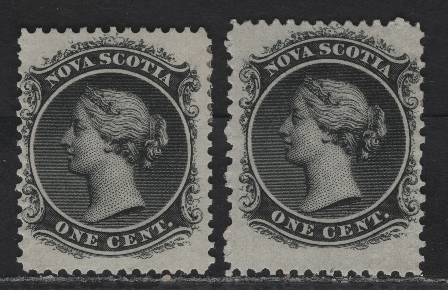 Lot 45 Nova Scotia #8a 1c Black Queen Victoria, 1860-1863 Queen Victoria Issue, A VFOG Single