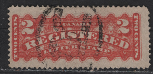 Lot 58 (C) Canada #F1b 2c Rose Carmine Registered, 1875-1896 Registered Issue, A Fine Used Single, Montreal Gazette Printing, Paper MG-H, Perf 12.25.