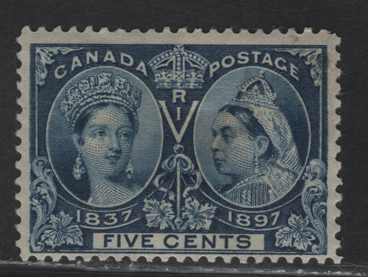 Lot 72 (C)  Canada #54 5c Dark Blue Queen Victoria, 1897 Diamond Jubilee Issue, A FOG Single, Paper ABN-U, Perf 11.95x12