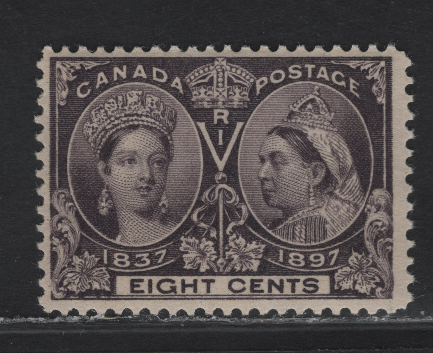 Lot 80 (C) Canada #56 8c Blackish Violet Queen Victoria, 1897 Diamond Jubilee Issue, A FOG Single, Paper ABN-U, Perf 12