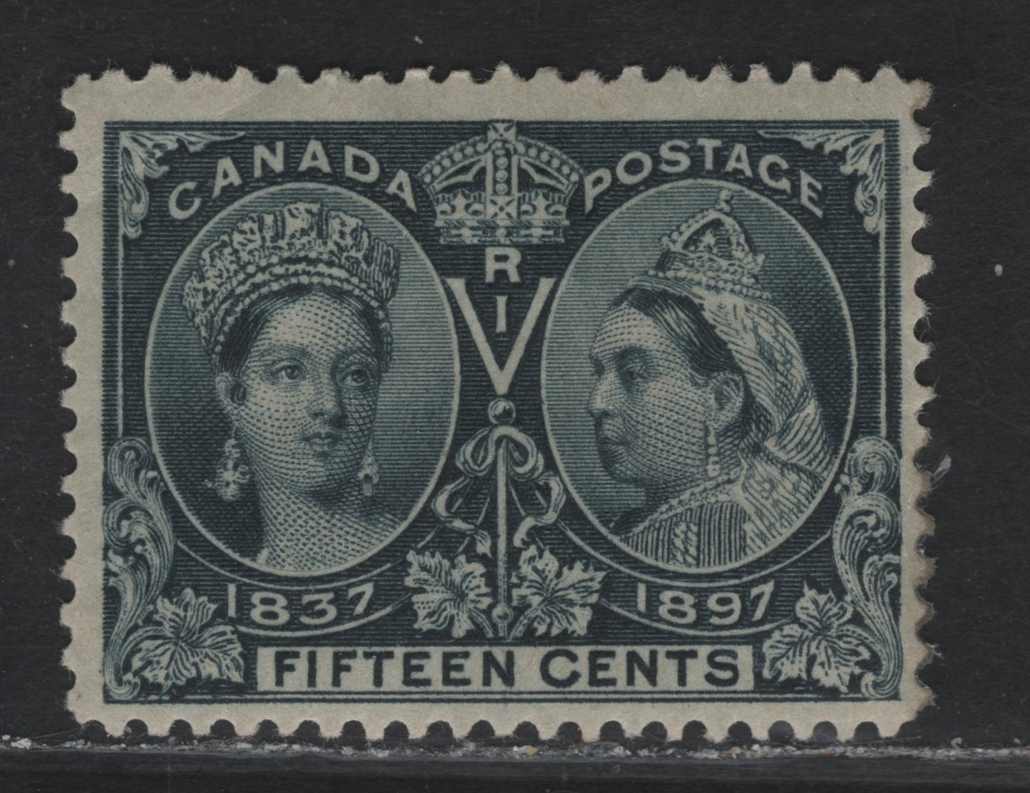 Lot 86 (C) Canada #58 15c Blackish Blue Queen Victoria, 1897 Diamond Jubilee Issue, A VGOG Single, Paper ABN-W, Perf 12, Light Diagonal Crease.