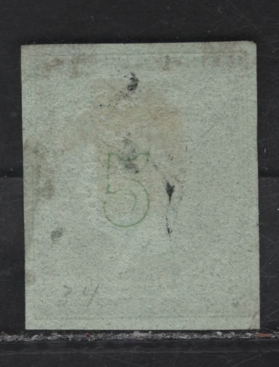 Lot 9 Greece SC#18a 5l Yellowish Green on Greenish Hermes Head, 1862-1867 Large Hermes Head Issue, A Very Good Unused Single, Consecutive Athens Printings, Sismundo Certificate Genuine Unused, Three Thin Spots.