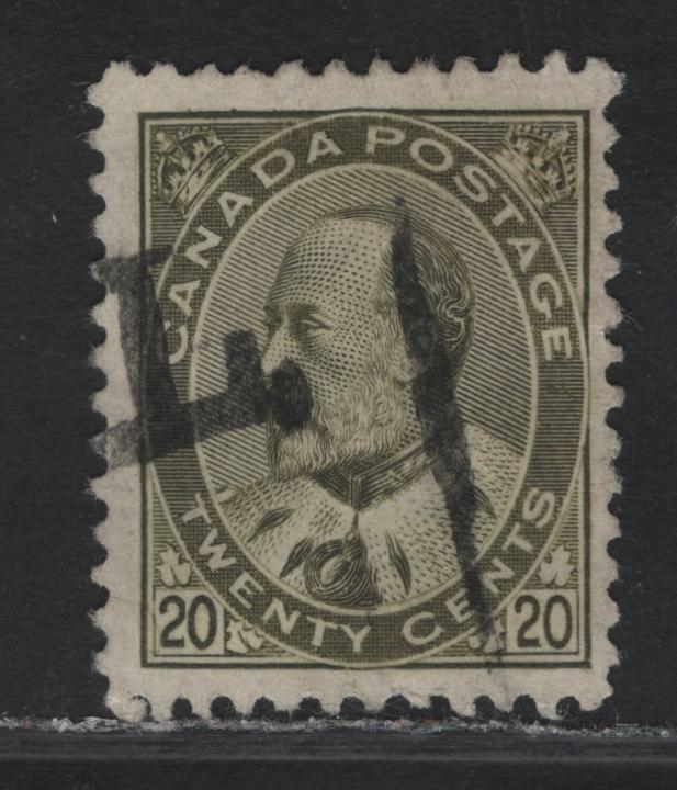 Lot 114 (C) Canada #94 20c Olive Green King Edward VII, 1903-1908 King Edward VII Issue, A Fine Used Single, Paper ABN-B, Perf 12