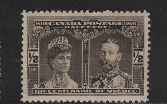(C) Canada #96 1/2c Black Brown Prince & Princess of Wales, 1908 Quebec Tercentenary Issue, A VFNH Single, Paper ABN-B, Perf 12x12.1