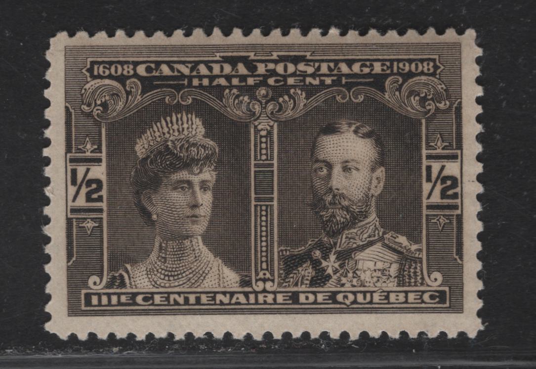 Lot 118 Canada #96 1/2c Deep Black Brown Prince & Princess of Wales, 1908 Quebec Tercentenary Issue, A VFNH Single, Paper ABN-B, Perf 12