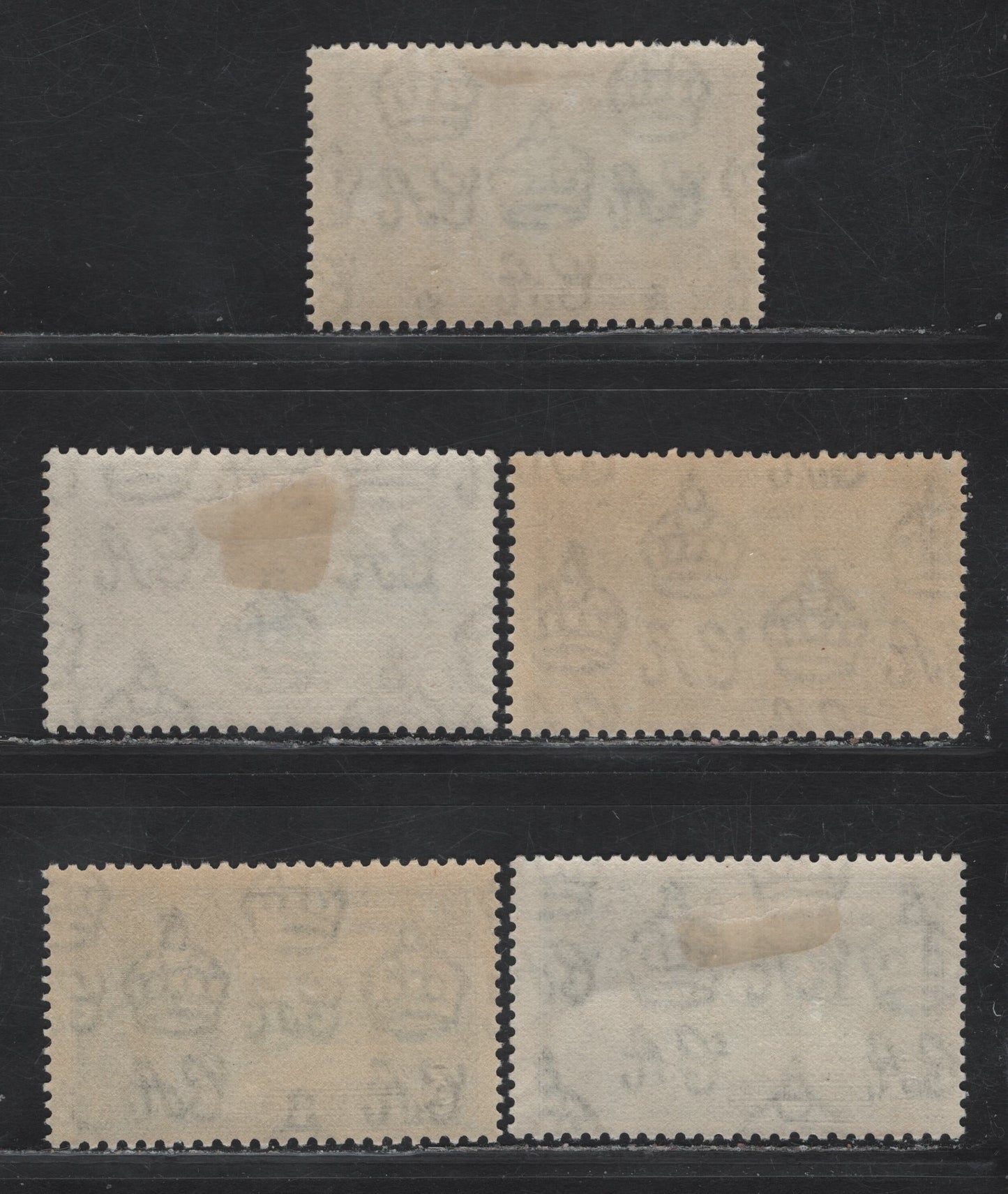 Lot 125 Hong Kong SG#133-134 3c - 5c Ultramarine & Gray Black - Green & Indigo KGV & Windsor Castle, 1935 Silver Jubilee Issue, 5 VFOG Singles, Shade Lot, Showing Different Vignette & Frame Shades On Which These Stamps Come