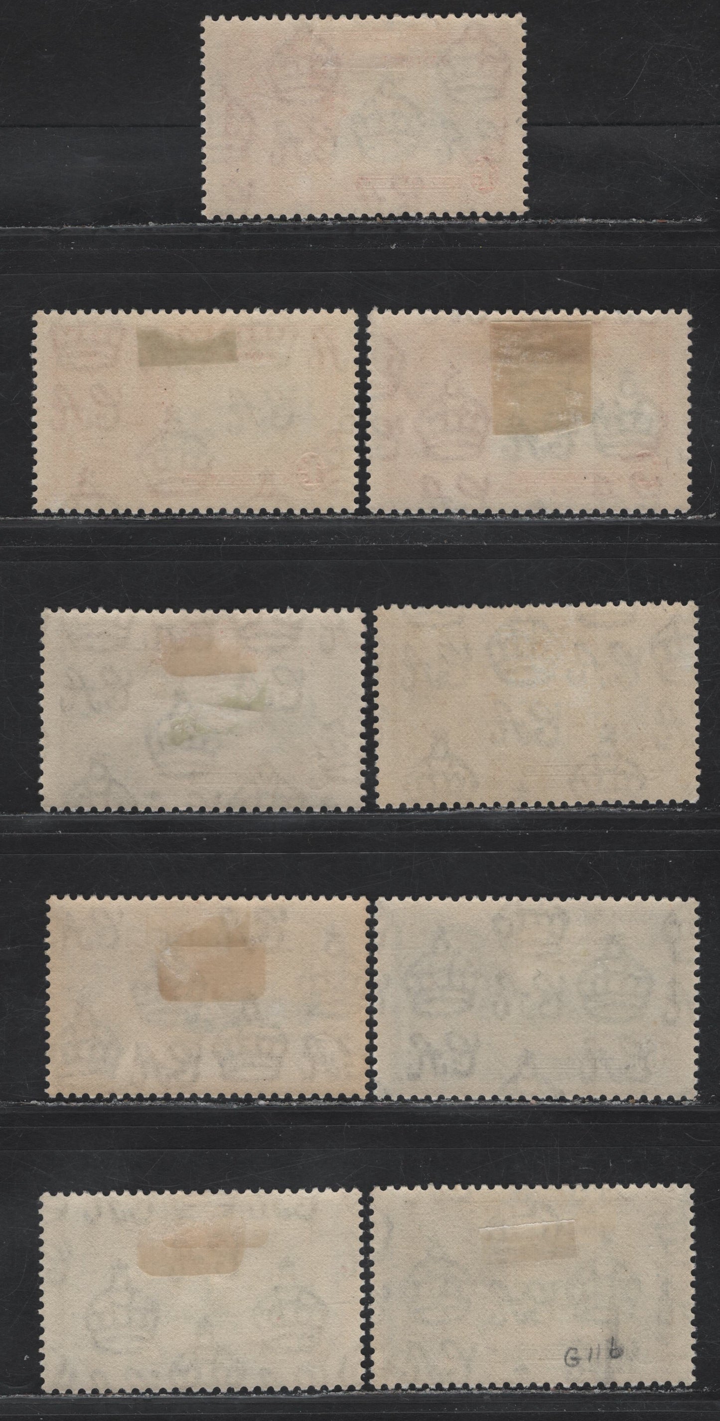 Lot 144 Jamaica SG#114-116 1d - 6d Gray Blue & Scarlet - Green & Indigio KGV & Windsor Castle, 1935 Silver Jubilee Issue, 9 VFOG Singles, Three Different Frame/Bignette States