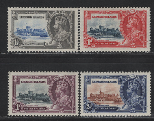 Leeward Islands SG#88-91 1d - 1/- Deep Blue & Scarlet - Slate & Purple KGV & Windsor Castle, 1935 Silver Jubilee Issue, 4 VFOG Singles, Basic Hinged Set