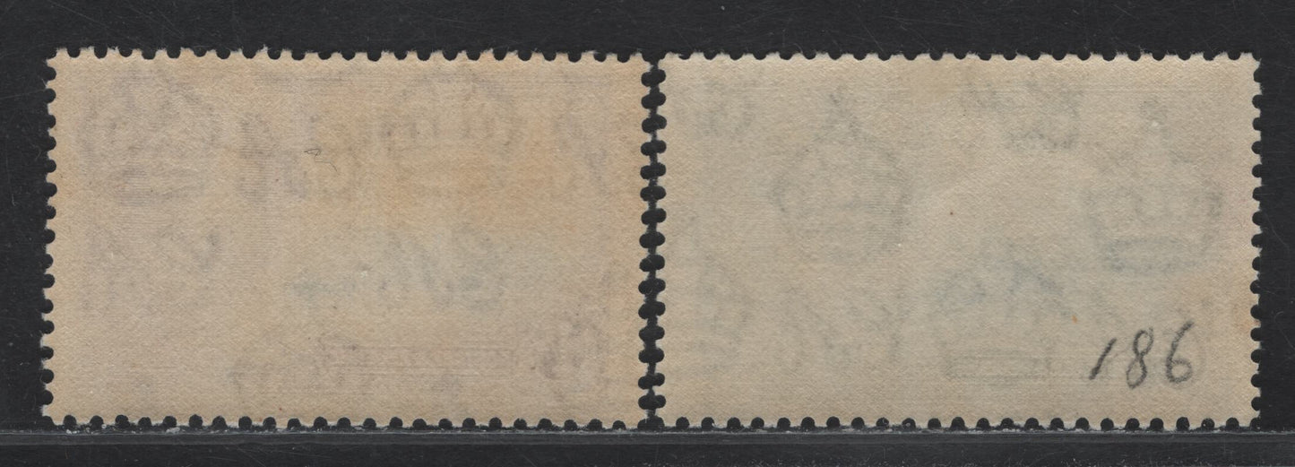 Lot 178 Malta SG#212-213 6d - 1/- Light Blue & Sage Green  - Slate & Purple KGV & Windsor Castle, 1935 Silver Jubilee Issue, 2 FNH Singles