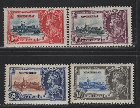 Lot 206 Montserrat SG#94-97 1d - 1/- Deep Blue & Scarlet - Slate & Purple KGV & Windsor Castle, 1935 Silver Jubilee Issue, 4 VFNH Singles