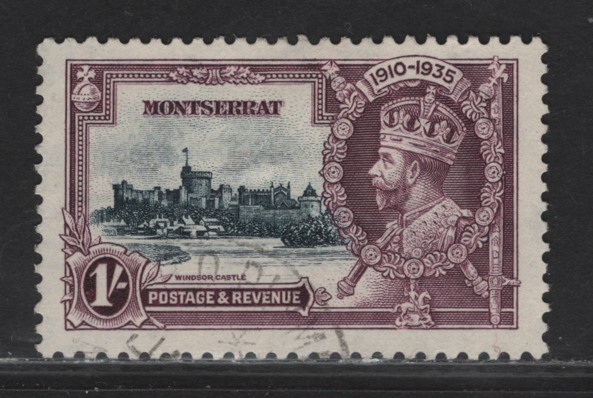Montserrat SG#97 1/- Slate & Purple KGV & Windsor Castle, 1935 Silver Jubilee Issue, A Very Fine Used Single