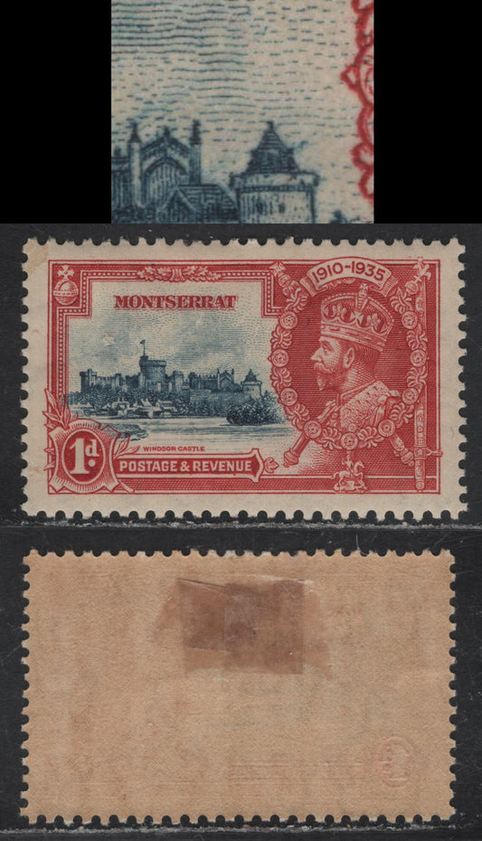 Lot 211 (C) Montserrat SG#94 1d Deep Blue & Deep Scarlet KGV & Windsor Castle, 1935 Silver Jubilee Issue, A VFOG Single, Showing Low Angle Lightening Rod From The Left Spire of the Chapel