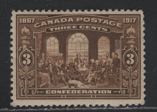 Lot 253 Canada #135 3c Deep Yellowish Brown Fathers of Confederation, 1917 50th Anniv of Confederation Issue, A VFOG Single, Paper ABN-A, Perf 11.9