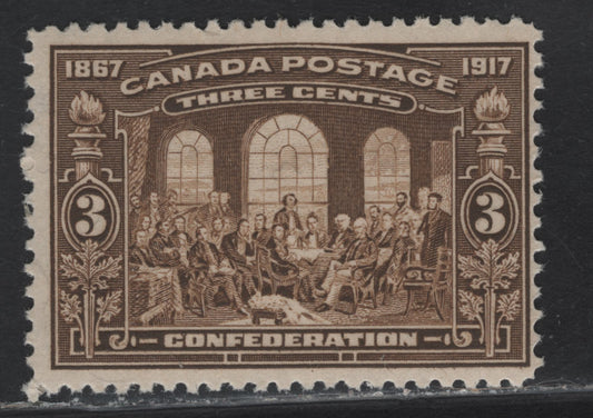 Lot 254 Canada #135 3c Brown Fathers of Confederation, 1917 50th Anniv of Confederation Issue, A FNH Single, Paper ABN-A, Perf 12x11.9