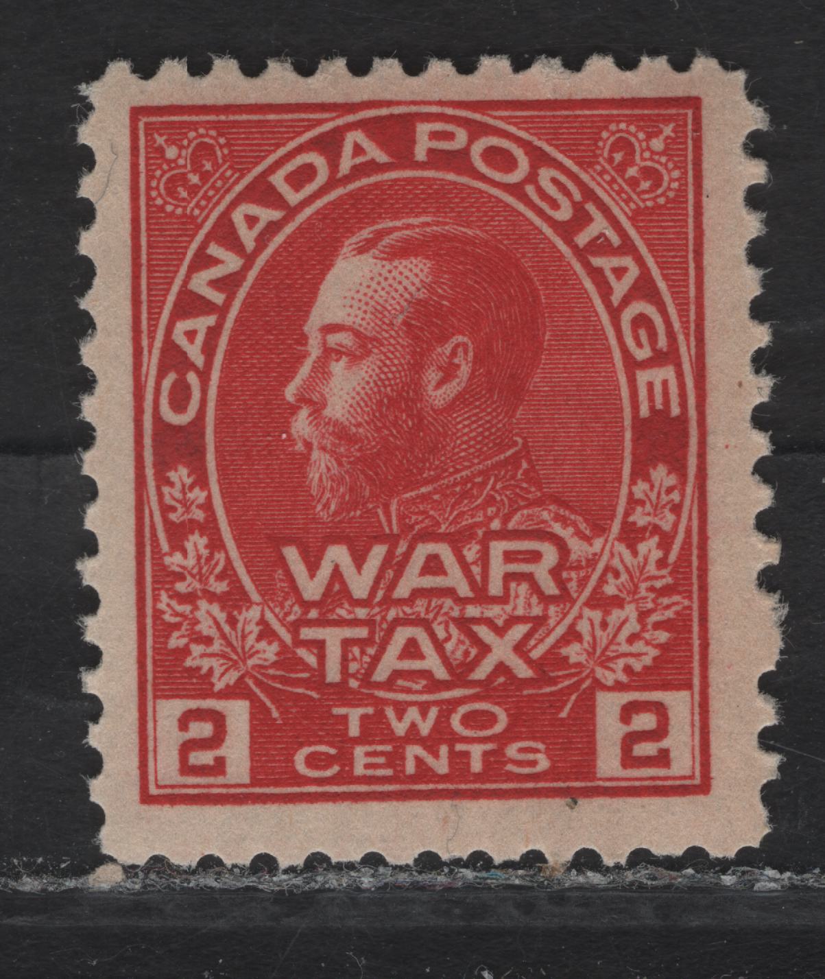 Lot 268 (C) Canada #MR2 2c Carmine Red King George V, 1915 War Tax Issue, A VFOG Single, Paper ABN-A, Perf 12.1x12, Retouched Frameline.