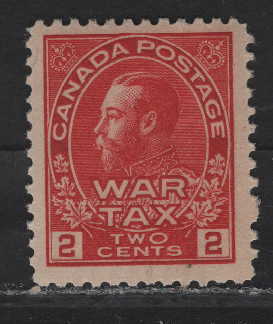 Lot 268 (C) Canada #MR2 2c Carmine Red King George V, 1915 War Tax Issue, A VFOG Single, Paper ABN-A, Perf 12.1x12, Retouched Frameline.