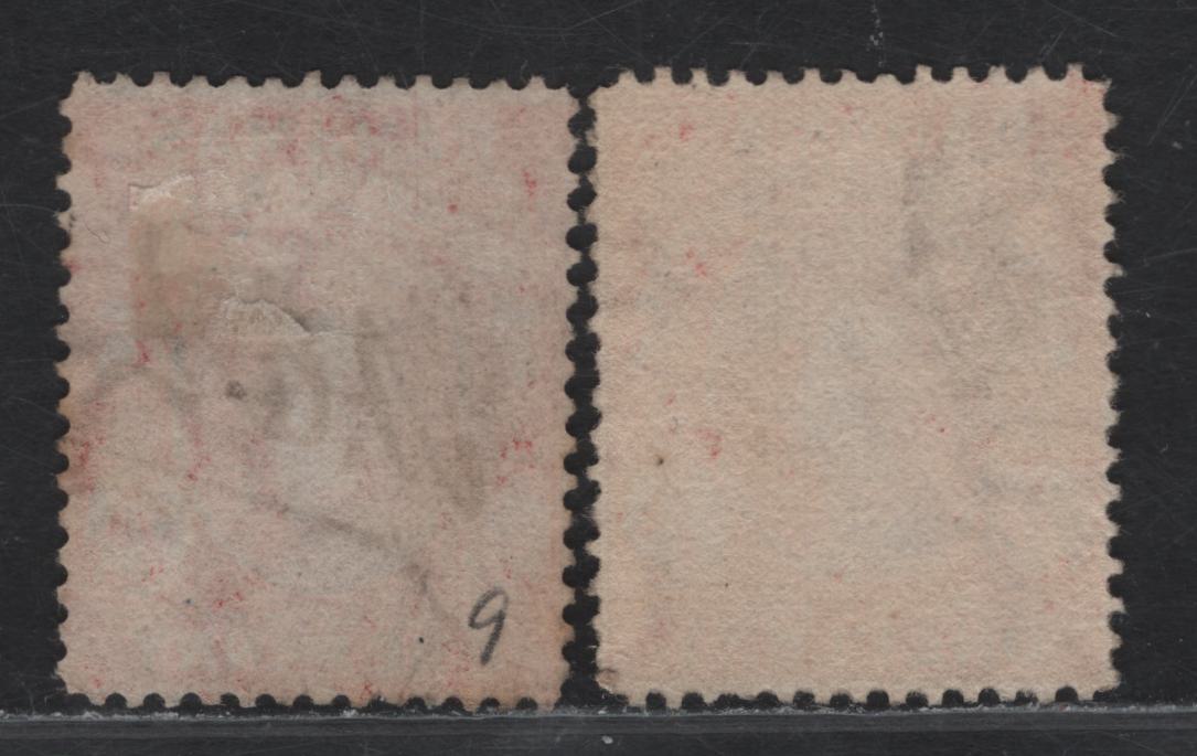 Lot 27 (C) Bahamas SG#33 1d Scarlet & Scarlet Vermillion Queen Victoria, 1863-1877 Chalon Heads Issue, 2 Very Fine Used Singles, Crown CC Wmk, Perf 14