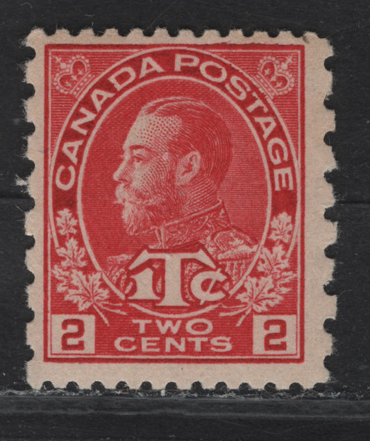 Lot 271 (C) Canada #MR5 2c+1c Carmine King George V, 1915-1916 War Tax Issue, A VFOG Single, Paper ABN-A, Die 1, Perf 12x8.