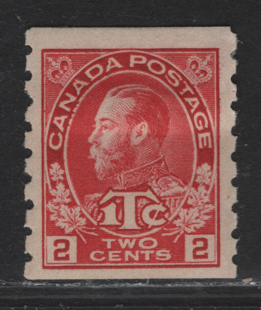 Lot 272 (C) Canada #MR6 2c+1c Carmine King George V, 1916 War Tax Issue, A VFOG Single, Paper ABN-A, Perf 8 Vertical, Rotary Bar Perforation, Retouched Frameline.