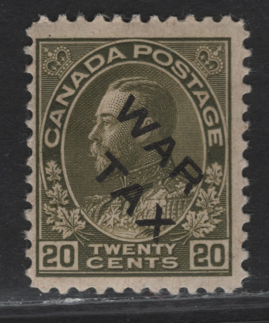 Lot 277 (C) Canada #MR2c 20c Olive Green King George V, 1915 War Tax Issue, A FOG Single, Paper ABN-A, Perf 12x11.9