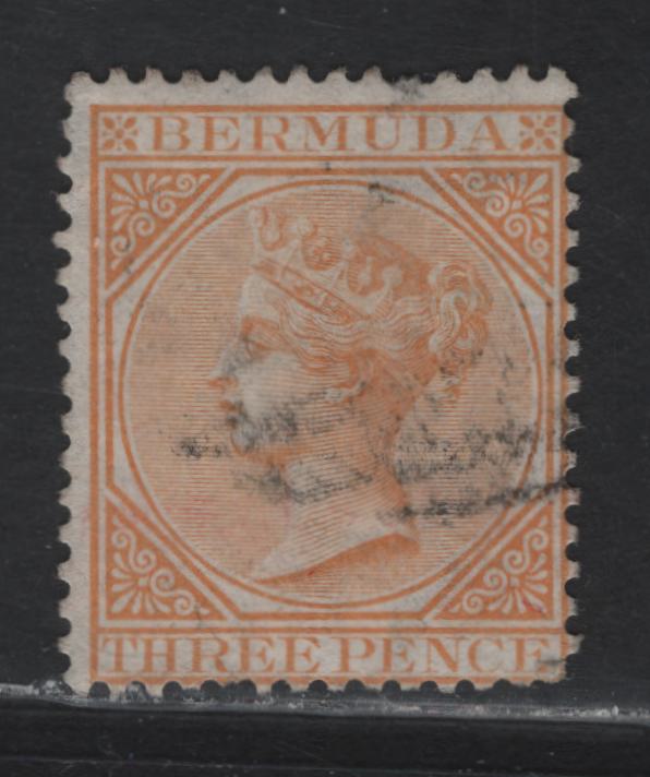 Lot 36 (C) Bermuda SG#5 3d Orange Queen Victoria, 1865-1903 Queen Victoria Keyplates, A Fine Used Single