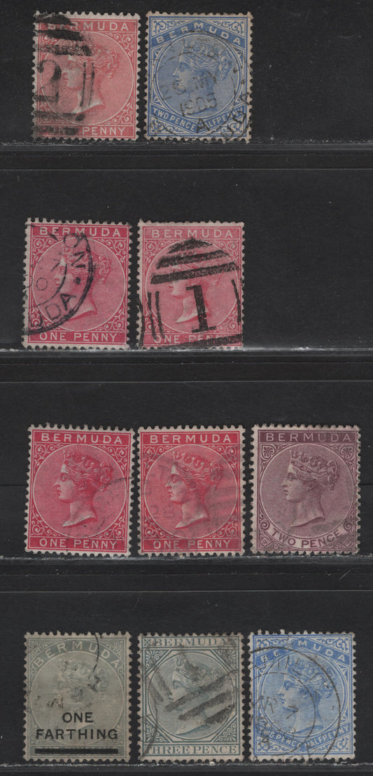 Lot 41 Bermuda SG#22-24a, 25-27, 27b, 28, 30 1d - 2.5d Dull Rose - Pale Ultramarine Queen Victoria, 1883-1904 Queen Victoria Keyplates, 10 Fine/Very Fine Used Singles