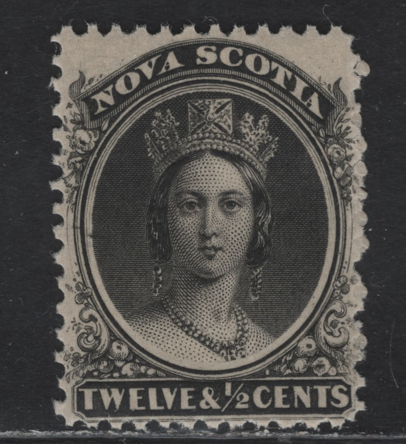 Lot 46 Nova Scotia #13 12.5c Black Queen Victoria, 1860-1863 Queen Victoria Issue, A VFNH Single, Paper Cents-G, Perf 12x11.75